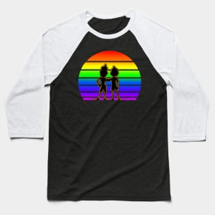 Rainbow Sunset with Luca and Alberto - Cartoon Black Baseball T-Shirt